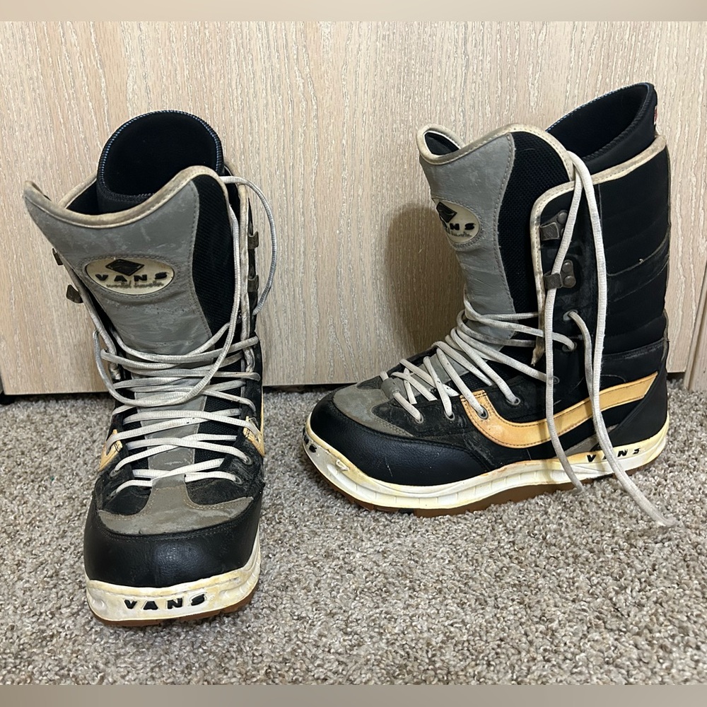 Vans Hi-Standard OG Snowboard Boots Mens Sz 13 Black White LaceUp Classic Winter